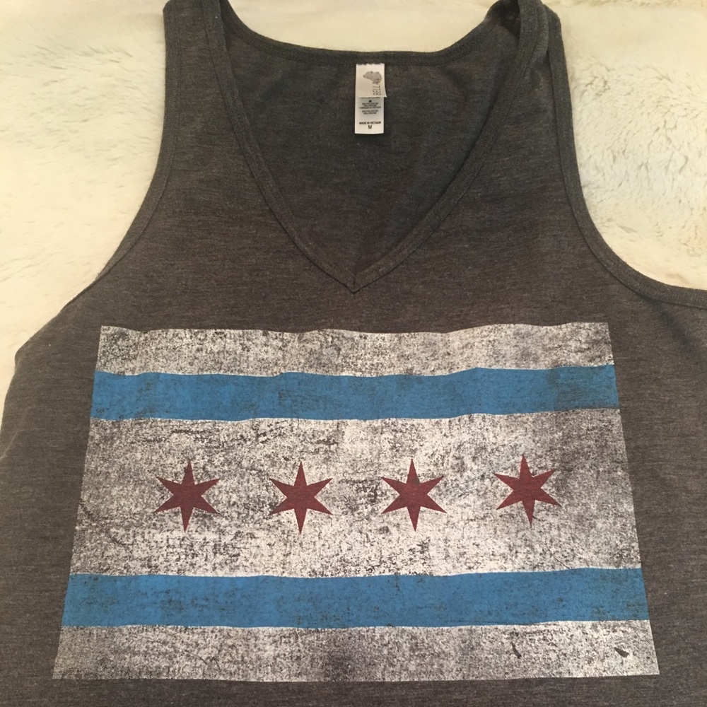 BELLA Tank Top gray Red White Blue Patriotic - Picture 3 of 5
